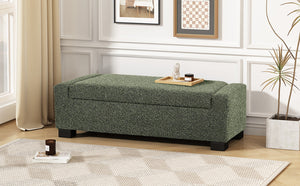 English Elm 50" Rectangular Storage Ottoman Bench Textured Fabric Birch Legs Hinged Lid Entryway 74862.00