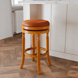 English Elm 30" Bar Stool, Natural Finish, Saddle Leather Seat