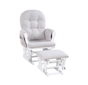 English Elm Mason Nursery Glider Ottoman Set Tufted Woven Upholstery White Wood Frame B022P174720