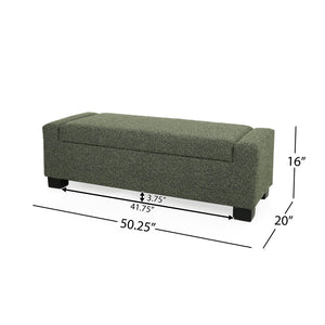 English Elm 50" Rectangular Storage Ottoman Bench Textured Fabric Birch Legs Hinged Lid Entryway 74862.00