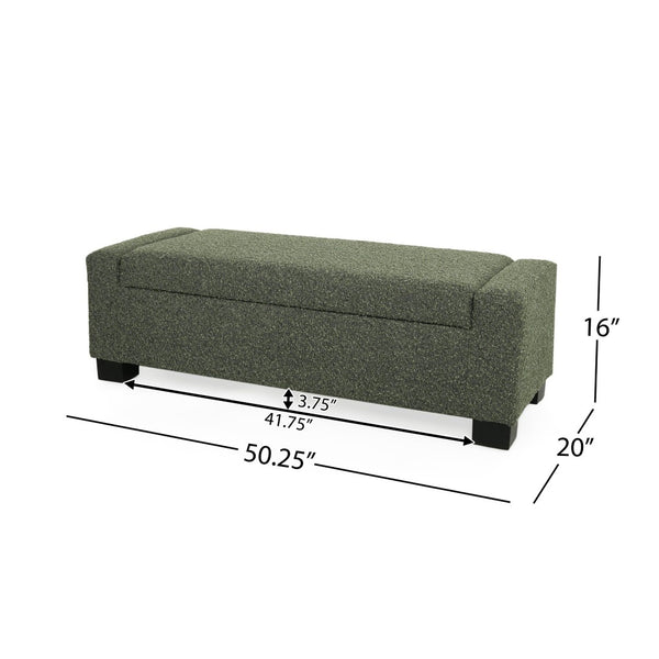 English Elm 50" Rectangular Storage Ottoman Bench Textured Fabric Birch Legs Hinged Lid Entryway 74862.00