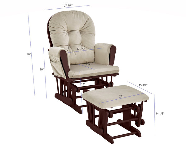 English Elm Mason Nursery Glider Ottoman Set Espresso Frame Tufted Beige Upholstered Rocker B022P174715