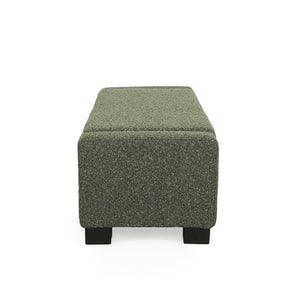 English Elm 50" Rectangular Storage Ottoman Bench Textured Fabric Birch Legs Hinged Lid Entryway 74862.00