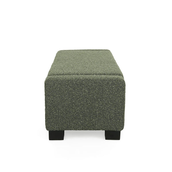 English Elm 50" Rectangular Storage Ottoman Bench Textured Fabric Birch Legs Hinged Lid Entryway 74862.00