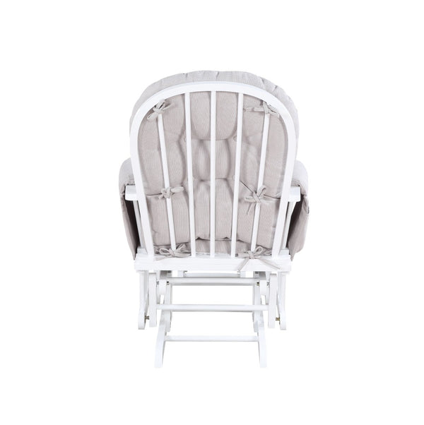 English Elm Mason Nursery Glider Ottoman Set Tufted Woven Upholstery White Wood Frame B022P174720
