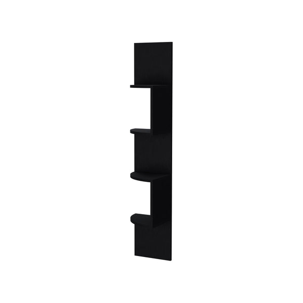 English Elm Wenge Full-Wall Floating Shelf Unit with 4 Shelves, Space-Saving Modern Display for Books & Decor B062P175182