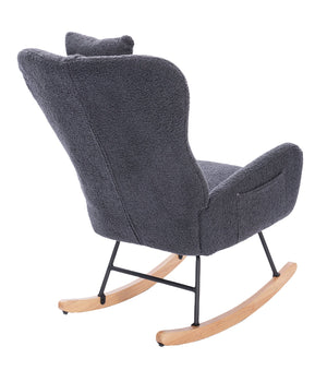 English Elm Teddy Dark Grey Upholstered Nursery Rocking Chair - Ergonomic High Back, Plush Seat, Sturdy Frame W2069P174789