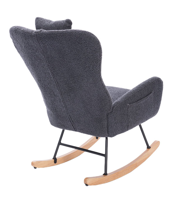 English Elm Teddy Dark Grey Upholstered Nursery Rocking Chair - Ergonomic High Back, Plush Seat, Sturdy Frame W2069P174789
