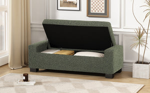 English Elm 50" Rectangular Storage Ottoman Bench Textured Fabric Birch Legs Hinged Lid Entryway 74862.00