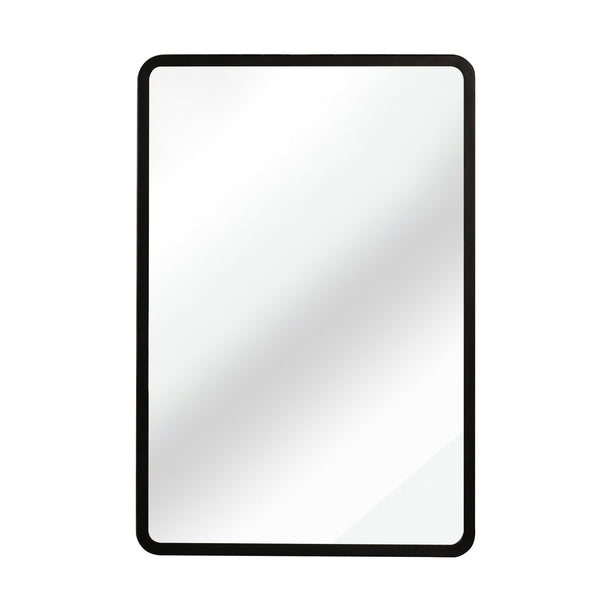 English Elm Black Modern 16x24 Metal Framed Mirror Cabinet – Wall or Recessed Mount, Rust‑Resistant Iron, Adjustable Glass Shelves W2203P176548