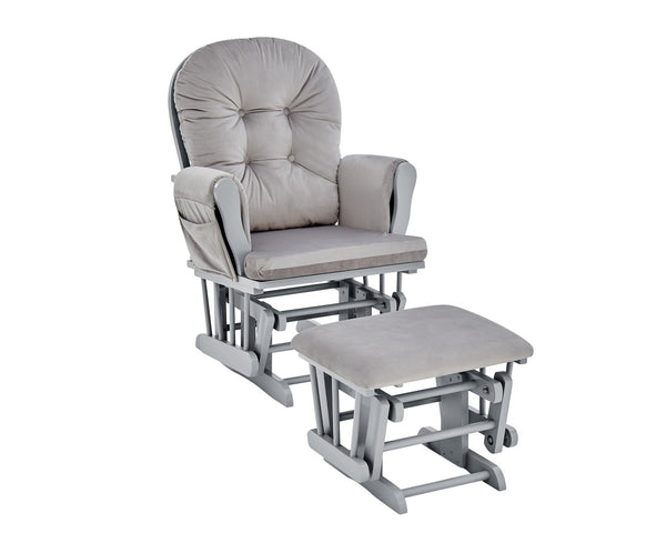 English Elm Mason Nursery Glider Ottoman Set Tufted Upholstered Plush Comfort Gray Fabric B022P174716