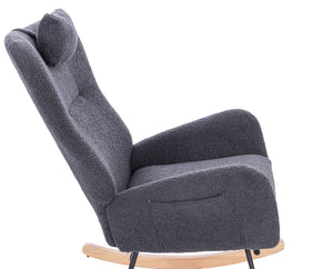 English Elm Teddy Dark Grey Upholstered Nursery Rocking Chair - Ergonomic High Back, Plush Seat, Sturdy Frame W2069P174789