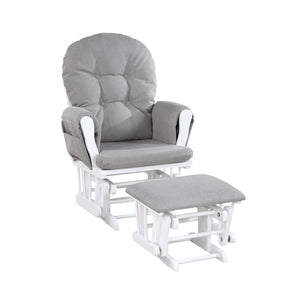 English Elm Mason Nursery Glider Ottoman Set Tufted Oyster Fabric White Wood Frame Rocker B022P174719