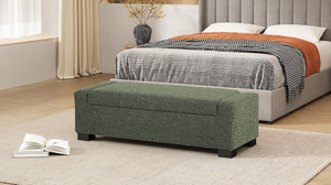 English Elm 50" Rectangular Storage Ottoman Bench Textured Fabric Birch Legs Hinged Lid Entryway 74862.00