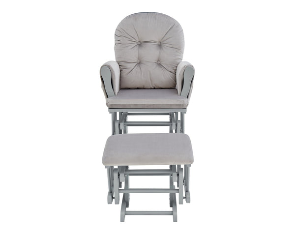 English Elm Mason Nursery Glider Ottoman Set Tufted Upholstered Plush Comfort Gray Fabric B022P174716