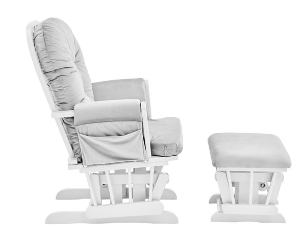 English Elm Mason Nursery Glider Ottoman Set White Wood Frame Gray Tufted Upholstered Rocker B022P174717
