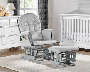 English Elm Mason Nursery Glider Ottoman Set Tufted Upholstered Plush Comfort Gray Fabric B022P174716