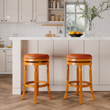 English Elm 30" Bar Stool, Natural Finish, Saddle Leather Seat