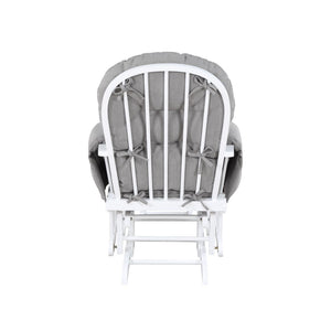 English Elm Mason Nursery Glider Ottoman Set Tufted Oyster Fabric White Wood Frame Rocker B022P174719