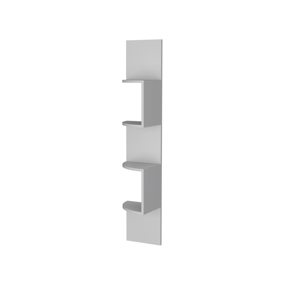 English Elm White Full-Wall Floating Shelf 4-Tier 51.5" H x 9.8" D Slim Modern Storage for Small Spaces B062P175181