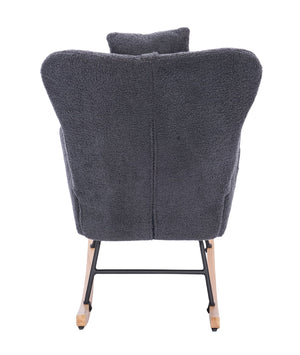 English Elm Teddy Dark Grey Upholstered Nursery Rocking Chair - Ergonomic High Back, Plush Seat, Sturdy Frame W2069P174789