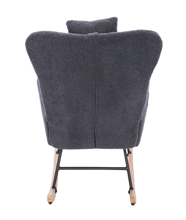 English Elm Teddy Dark Grey Upholstered Nursery Rocking Chair - Ergonomic High Back, Plush Seat, Sturdy Frame W2069P174789