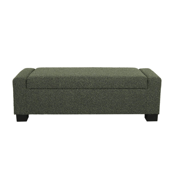English Elm 50" Rectangular Storage Ottoman Bench Textured Fabric Birch Legs Hinged Lid Entryway 74862.00