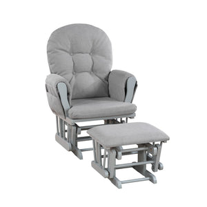 English Elm Mason Tufted Nursery Glider Ottoman Set Overstuffed Cushions Gray Wood Oyster Fabric B022P174722