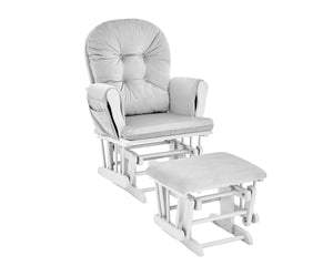 English Elm Mason Nursery Glider Ottoman Set White Wood Frame Gray Tufted Upholstered Rocker B022P174717