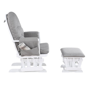 English Elm Mason Nursery Glider Ottoman Set Tufted Oyster Fabric White Wood Frame Rocker B022P174719