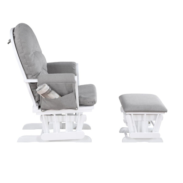 English Elm Mason Nursery Glider Ottoman Set Tufted Oyster Fabric White Wood Frame Rocker B022P174719