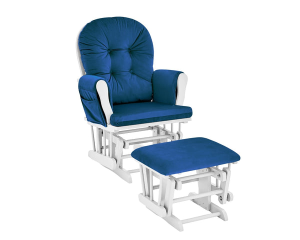 English Elm Mason Nursery Glider Ottoman Set Tufted Navy Upholstery White Wood Frame Seating B022P174718