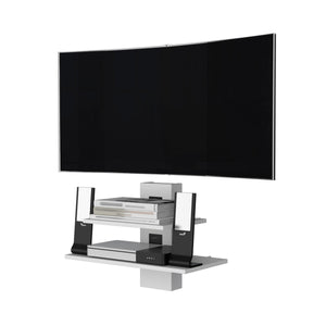 English Elm White Dual-Shelf Wall Floating Shelf — Modern Minimalist 2-Tier Display with Cable Management Holes B062P175185