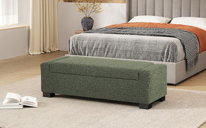 English Elm 50" Rectangular Storage Ottoman Bench Textured Fabric Birch Legs Hinged Lid Entryway 74862.00