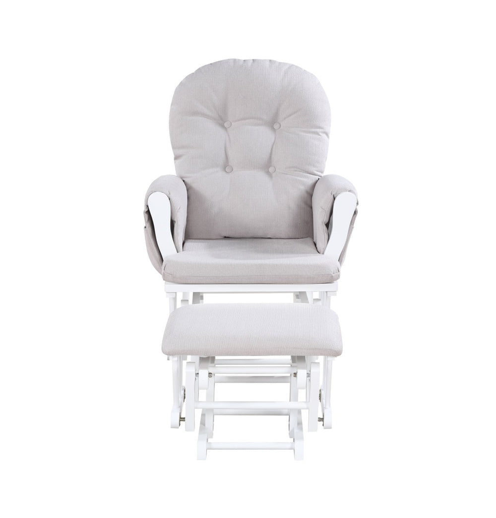 English Elm Mason Nursery Glider Ottoman Set Tufted Woven Upholstery White Wood Frame B022P174720