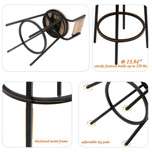 English Elm Creamy Hand Woven Paper Rope Swivel Barstools Set of 2 with Black Steel Frame for Kitchen Honey W1757P144567