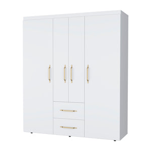 English Elm White Refined Wardrobe Armoire with Dual Doors, Shelves & Drawers — Elegant Storage for Bedrooms B062P202113