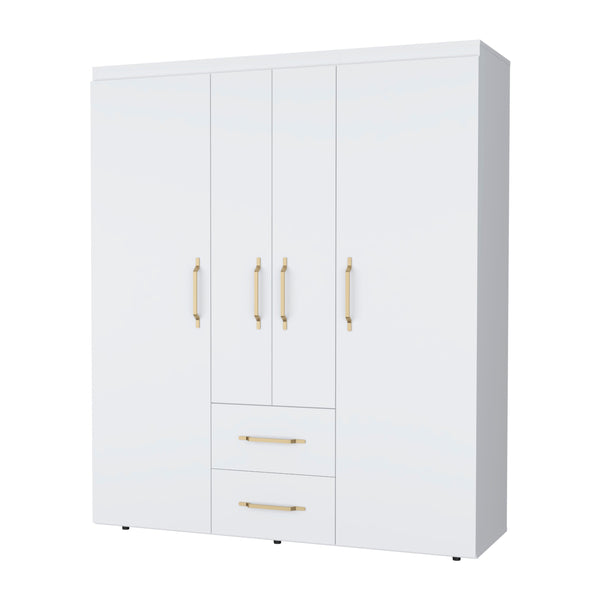 English Elm White Refined Wardrobe Armoire with Dual Doors, Shelves & Drawers — Elegant Storage for Bedrooms B062P202113