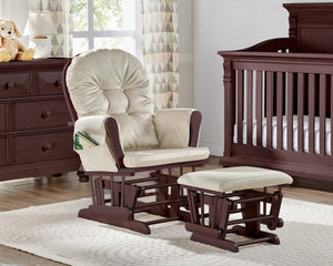English Elm Mason Nursery Glider Ottoman Set Espresso Frame Tufted Beige Upholstered Rocker B022P174715