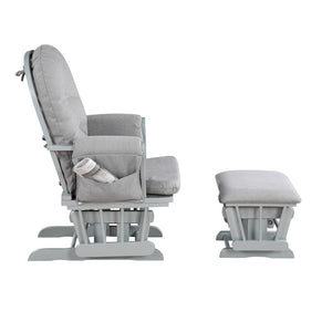 English Elm Mason Tufted Nursery Glider Ottoman Set Overstuffed Cushions Gray Wood Oyster Fabric B022P174722