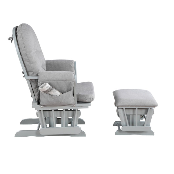 English Elm Mason Tufted Nursery Glider Ottoman Set Overstuffed Cushions Gray Wood Oyster Fabric B022P174722