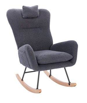 English Elm Teddy Dark Grey Upholstered Nursery Rocking Chair - Ergonomic High Back, Plush Seat, Sturdy Frame W2069P174789