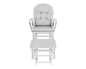 English Elm Mason Nursery Glider Ottoman Set White Wood Frame Gray Tufted Upholstered Rocker B022P174717