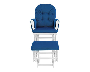 English Elm Mason Nursery Glider Ottoman Set Tufted Navy Upholstery White Wood Frame Seating B022P174718