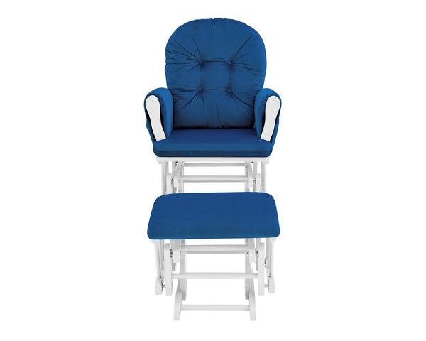 English Elm Mason Nursery Glider Ottoman Set Tufted Navy Upholstery White Wood Frame Seating B022P174718