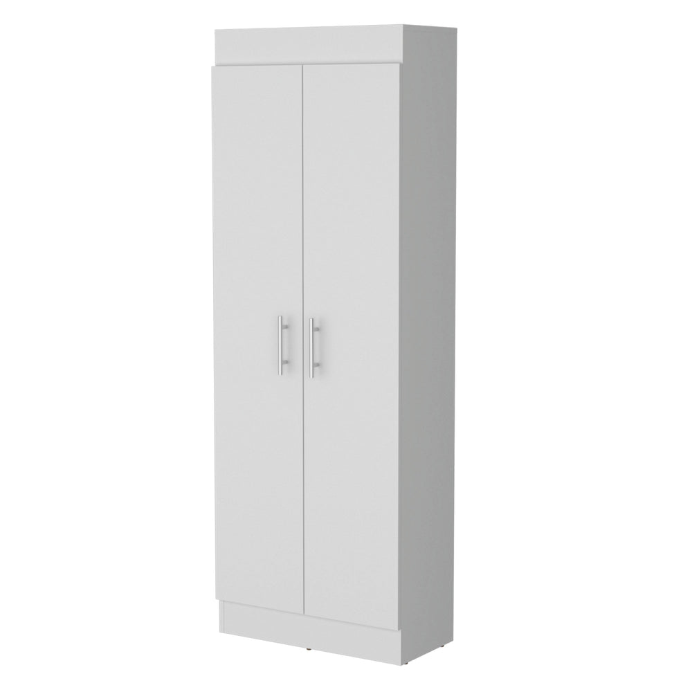 English Elm White 5-Shelf Storage Pantry Cabinet with Double Doors, Space-Saving 66.8" Tall Organizer for Kitchen B062P175200