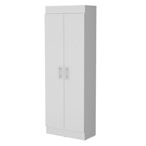 English Elm White 5-Shelf Storage Pantry Cabinet with Double Doors, Space-Saving 66.8" Tall Organizer for Kitchen B062P175200