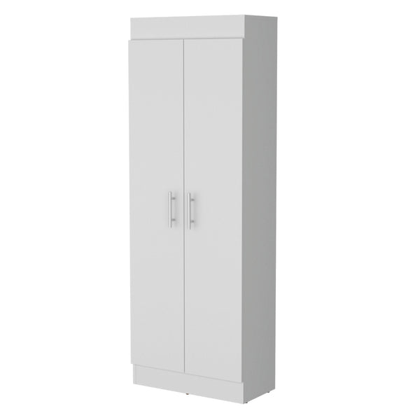 English Elm White 5-Shelf Storage Pantry Cabinet with Double Doors, Space-Saving 66.8" Tall Organizer for Kitchen B062P175200