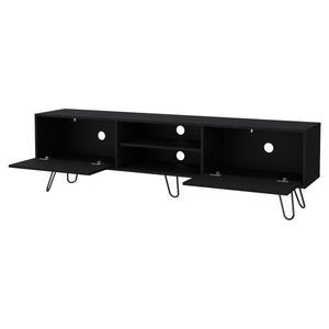 English Elm Wenge Modern Hairpin Leg TV Rack with Cable Management, 55" Top, 2 Drawers & Open Shelves, Stylish Storage B062P175184