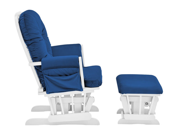 English Elm Mason Nursery Glider Ottoman Set Tufted Navy Upholstery White Wood Frame Seating B022P174718
